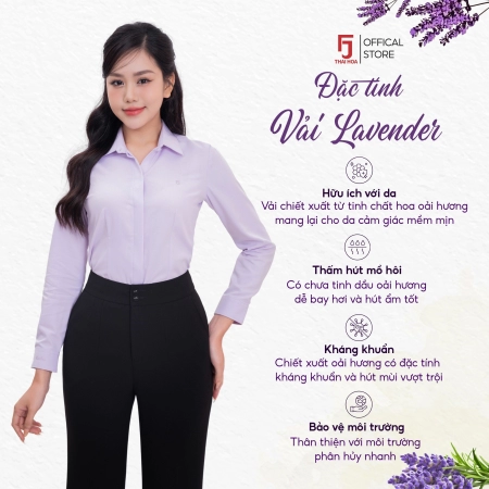 Áo sơ mi nữ thời trang nhiều màu chất liệu Lavender cao cấp Thái Hòa 24ASW-229