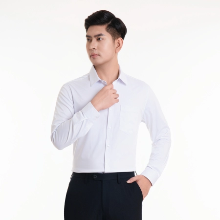 Áo sơ mi nam dài tay sợi cotton công sở form đẹp 2  màu Thái Hoà 23ASM-995