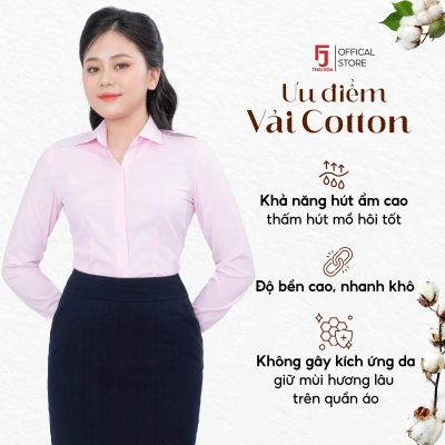 Áo sơ mi nữ các màu nẹp khuy Cotton phối Linen cao cấp Thái Hòa 23ASW-224