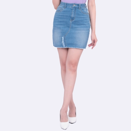 Chân váy nữ công sở dáng ngắn jean Thái Hòa 23CJW-101