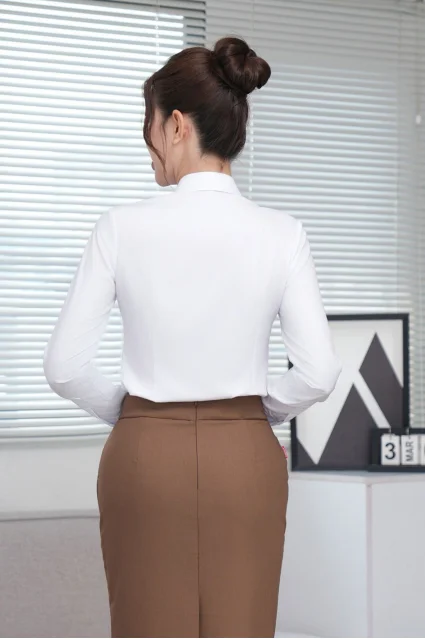 Áo sơ mi nữ 25ASW-283 dài tay chất liệu modal họa tiết gân sọc form slimfit có nẹp khuy Thái Hòa