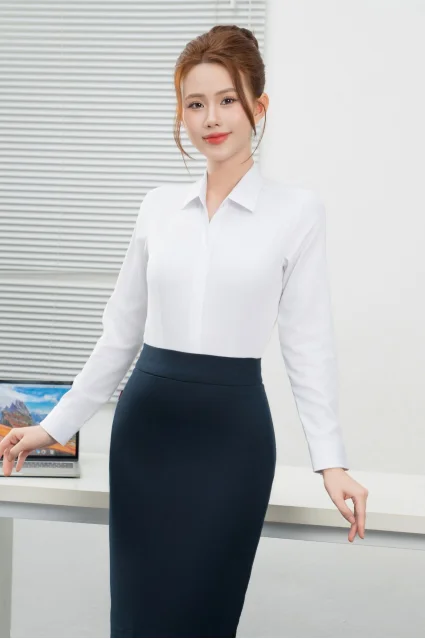 Áo sơ mi nữ dài tay ASW-285 chất liệu Ngải cứu họa tiết vân chìm cao cấp Thái Hòa