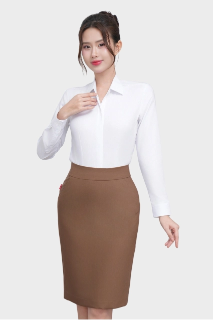 Chân váy nữ bút chì 281 (dáng dài) chất liệu cotton tự nhiên các màu 2 lớp Thái Hòa