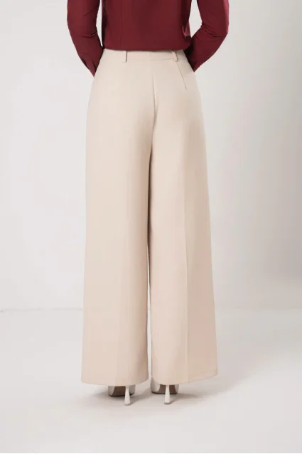 Quần suông nữ QAW-288 chất liệu cotton vải trơn kiểu ống rộng 1 cúc cạp cao Thái Hòa