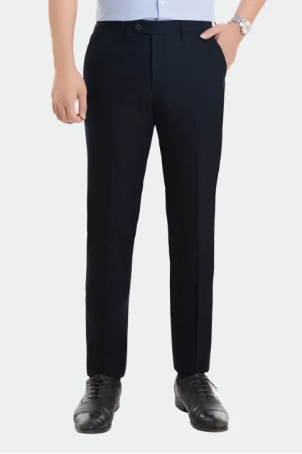 Quần tây nam trơn 23QAM-898 1 cúc đen gấu chờ cao cấp Thái Hòa