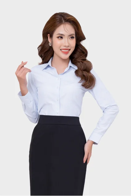 Áo Sơ Mi Dài Tay Nữ 24ASW-249 Kẻ Ô Chất Liệu Bột Gỗ Gracell Cao Cấp Form Ôm Thái Hòa