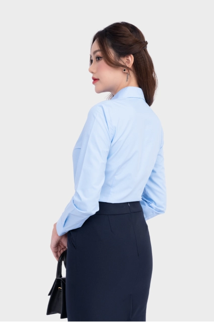 Áo sơ mi nữ công sở form rộng cotton dài tay Thái Hòa ASW0101-R01