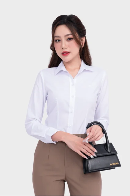 Áo sơ mi nữ công sở form ôm cotton dài tay Thái Hòa ASW0101-R01