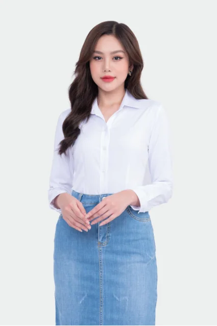 Áo sơ mi nữ form ôm công sở dài tay vải sợi tre cao cấp Thái Hòa ASW0101-R10