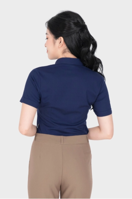 Áo sơ mi nữ cộc tay cổ đức phong cách công sở form regular ASW0301-R07