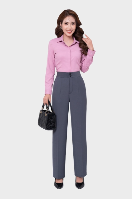 Áo sơ mi nữ sợi Lô Hội cao cấp Thái Hòa phong cách công sở thanh lịch 23ASW-219