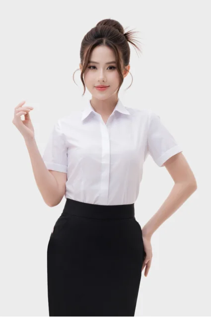Áo sơ mi ngắn tay nữ Cotton cao cấp Thái Hòa 24ASW-240