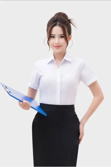 Áo sơ mi nữ ngắn tay AB Siro vải kẻ ngang dệt chìm cao cấp Thái Hòa 24ASW-248