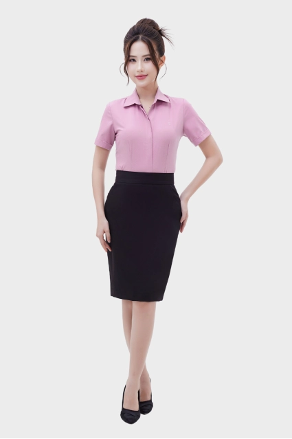Áo sơ mi nữ ngắn tay AB Siro vải kẻ ngang dệt chìm cao cấp Thái Hòa 24ASW-248