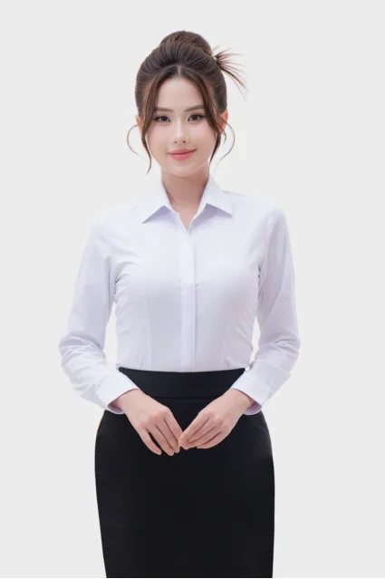 Áo sơ mi dài tay nữ chất liệu Cà phê phủ Nano cao cấp Thái Hòa 24ASW-253