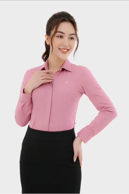 Áo sơ mi nữ dài tay nhiều màu vải kẻ chìm sợi tre cao cấp Thái Hòa ASW0101-R12