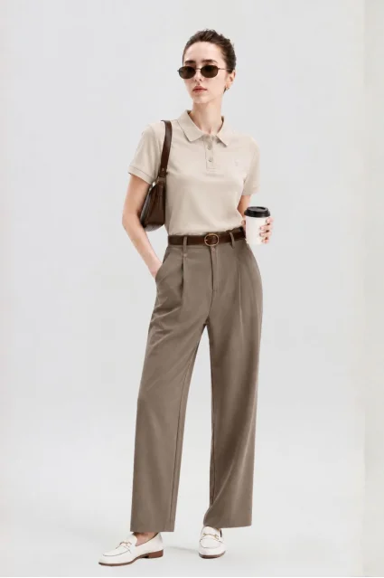 (BST POLO) Áo polo nữ tay ngắn basic 298 Thái Hoà cổ không chân vải trơn da cá sấu co dãn 4 chiều