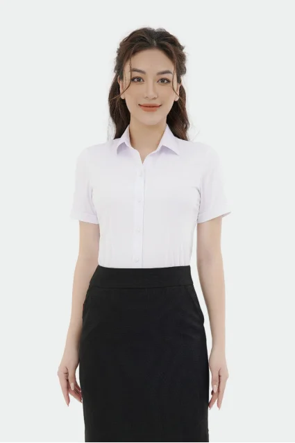 Áo sơ mi nữ công sở ngắn tay sợi tre Thái Hoà form ôm ASW0301-R10
