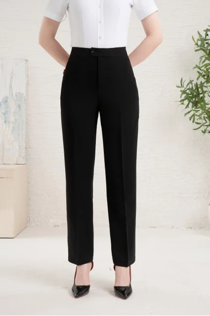 Quần tây nữ Thái Hòa 25QAW-278 ống đứng chất liệu Rayon Spandex cạp cao trên rốn 1 cúc lệch cao cấp