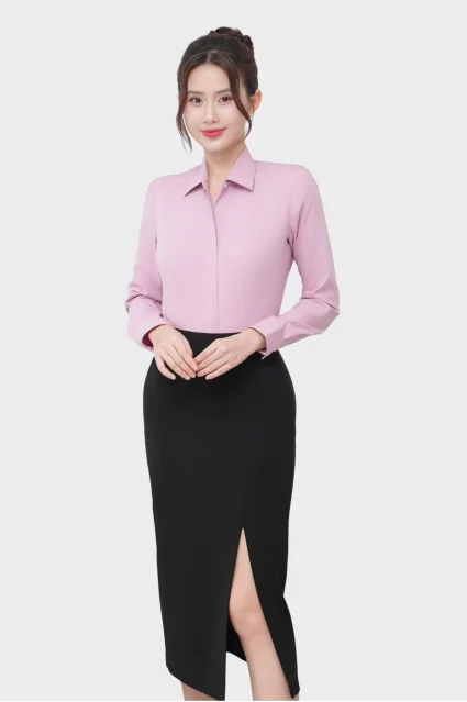 Chân váy bút chì nữ 2 lớp 25CVW-279 form bút chì ôm cạp cao xẻ trước chất liệu cao cấp Thái Hòa