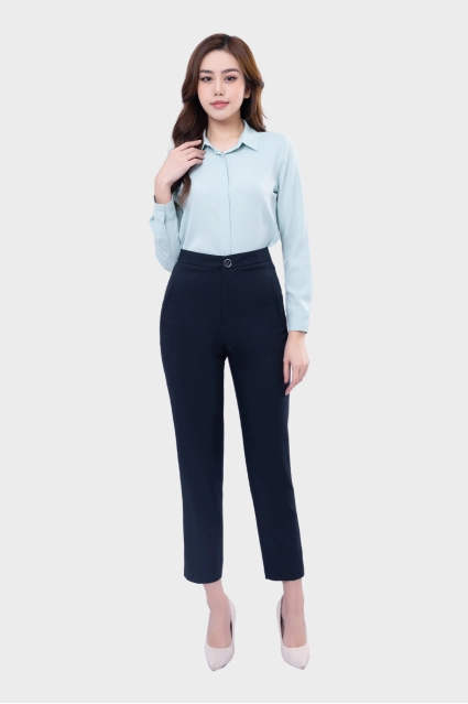 Quần âu nữ baggy cạp cao dáng dài sợi gỗ sồi phong cách công sở form regular QAW1816-R16