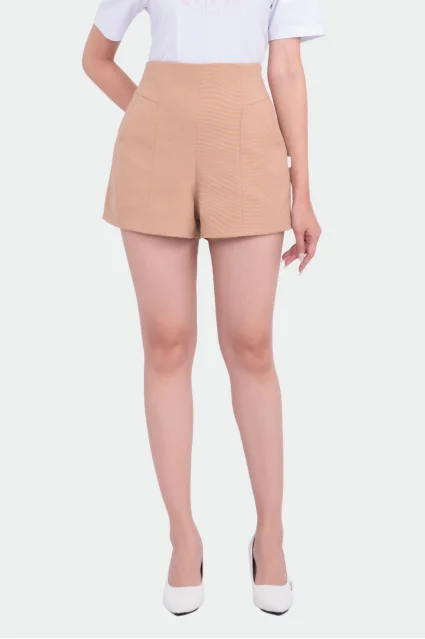 Quần đùi nữ nâu be vải tuyết mưa Thái Hòa 23QSW-110