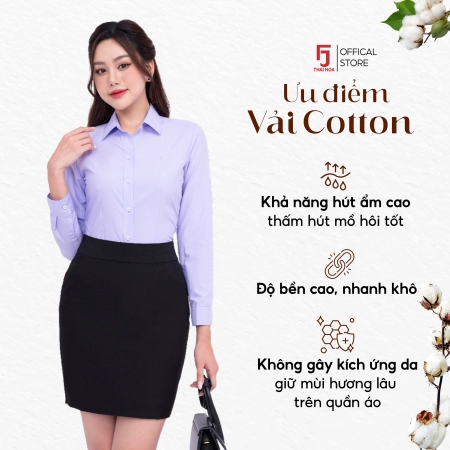 Áo sơ mi nữ dài tay vải cotton các màu Thái Hòa ASW0101-R01