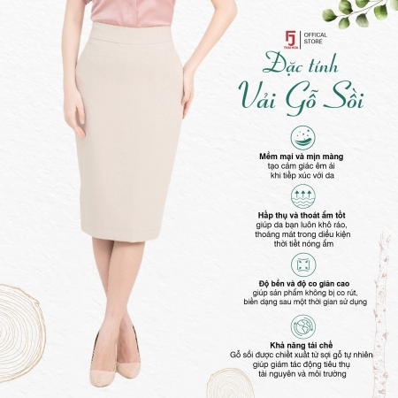 Chân váy công sở nữ dáng bút chì túi đồng hồ Thái Hòa 24CVW-239