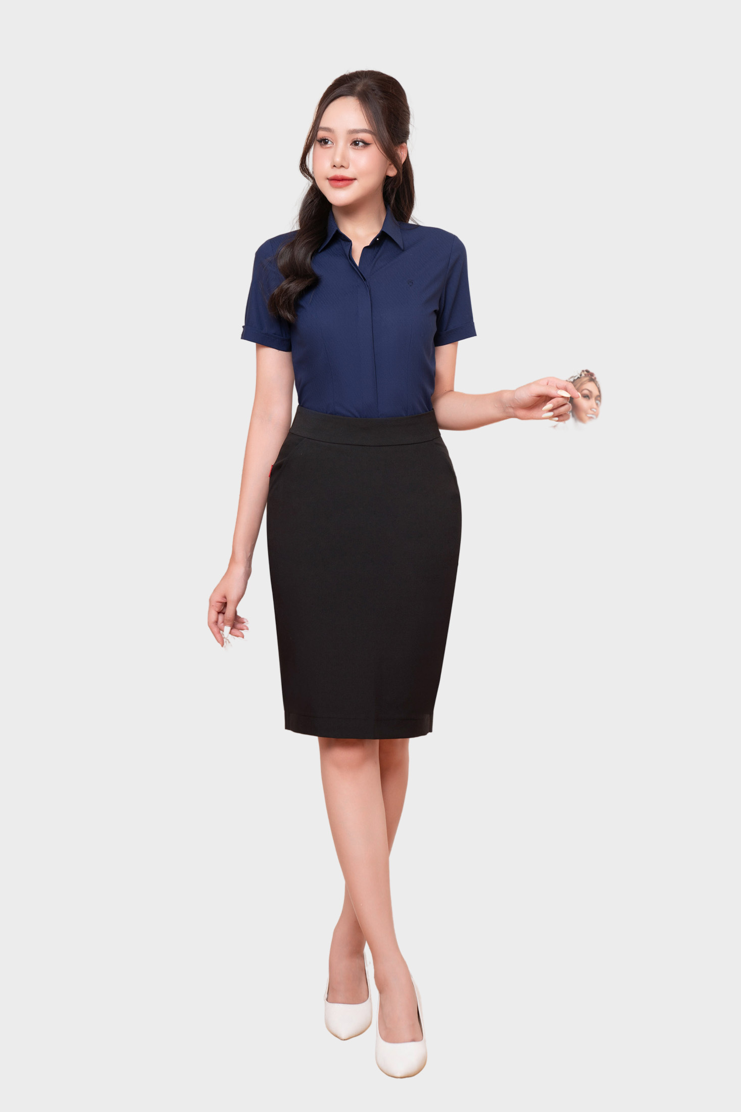 Áo sơ mi nữ cộc tay cổ đức phong cách công sở ASW0301-R07