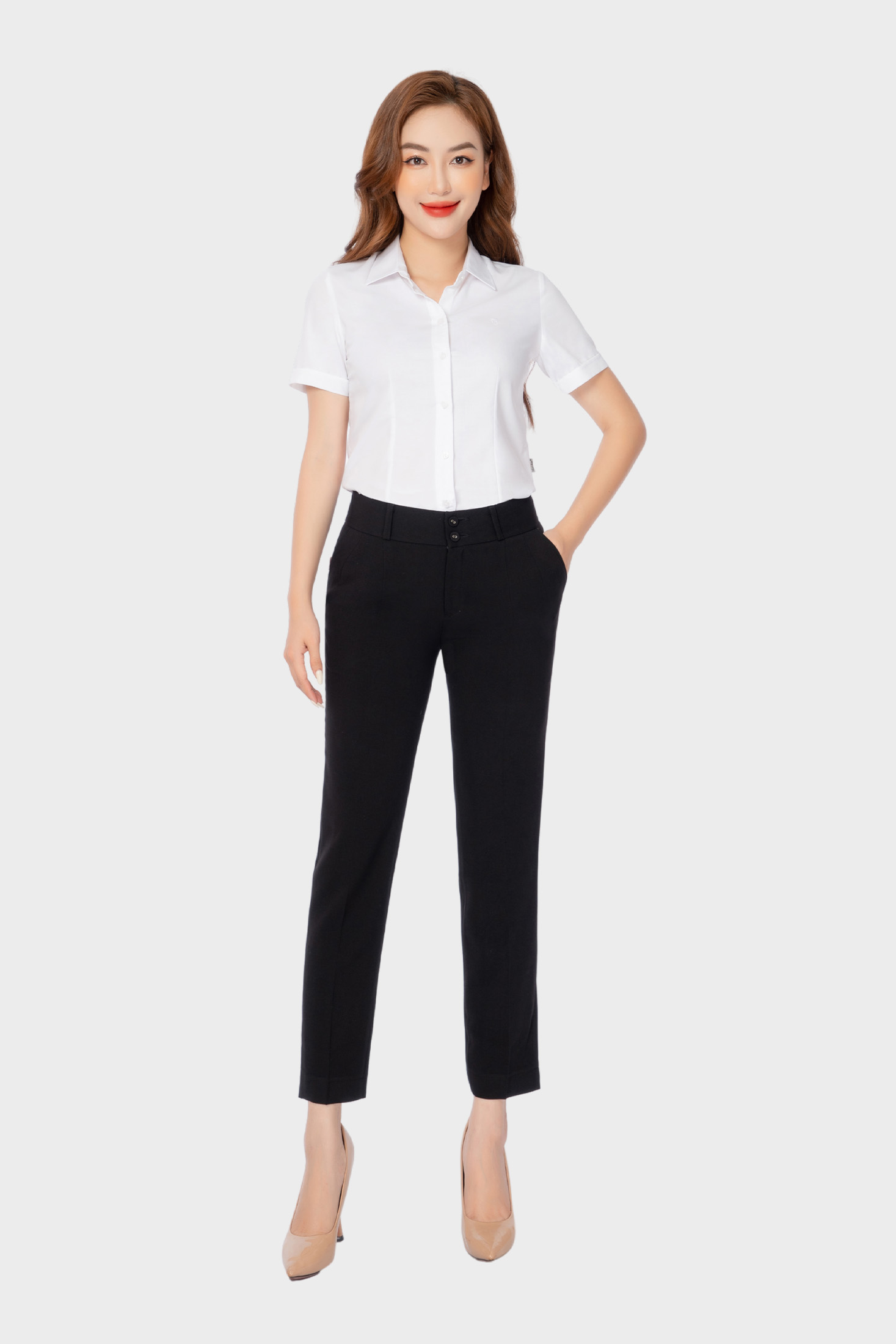 Áo sơ mi nữ công sở ngắn tay Thái Hòa sợi tre cao cấp nhiều màu ASW0301-R11