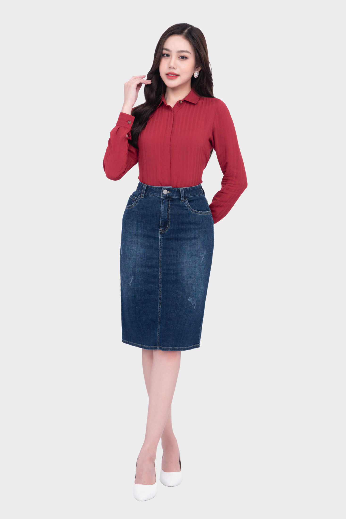 Chân Váy Jean Công Sở Thái Hòa 23CJW-100