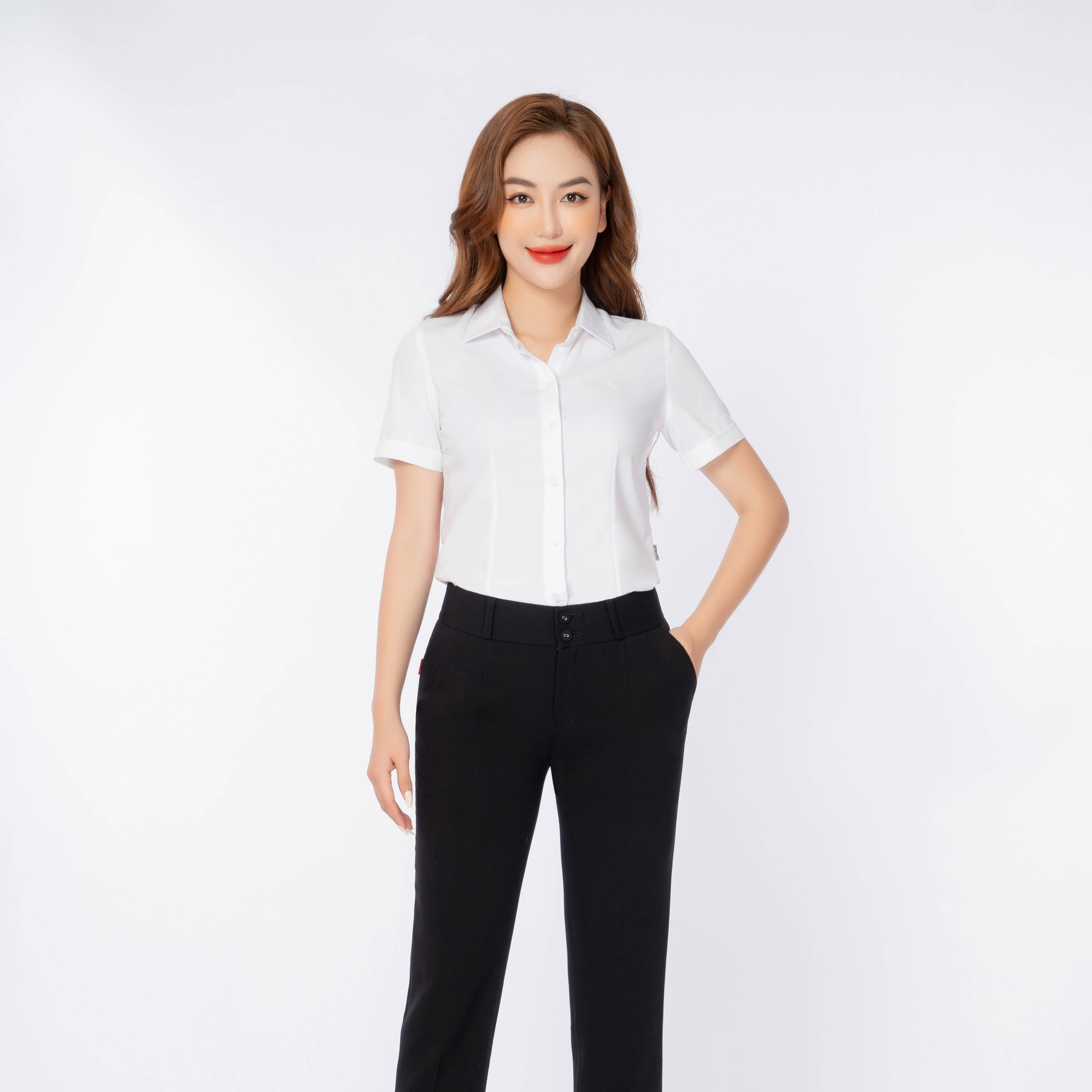 Áo sơ mi nữ công sở ngắn tay Thái Hòa sợi tre cao cấp nhiều màu ASW0301-R11